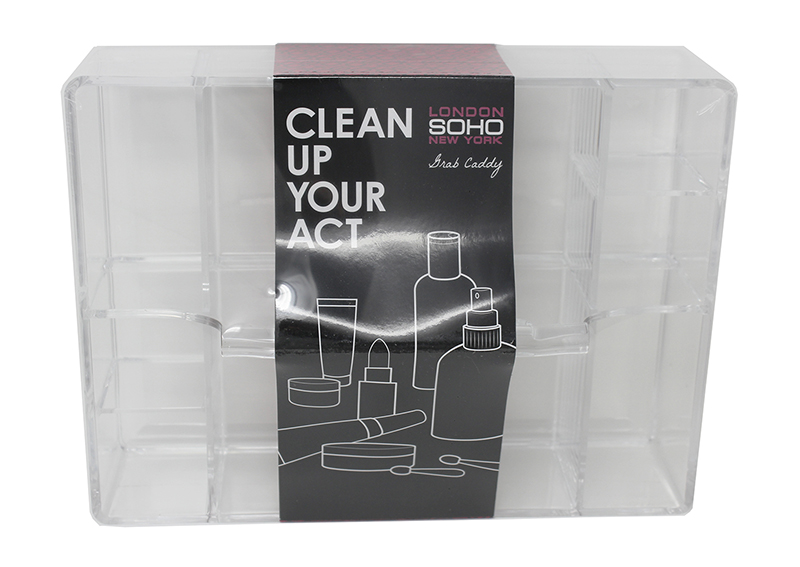 Soho Acrylic Caddy -- Space Efficient Clear Acrylic Organizer With Open-Deck Handle